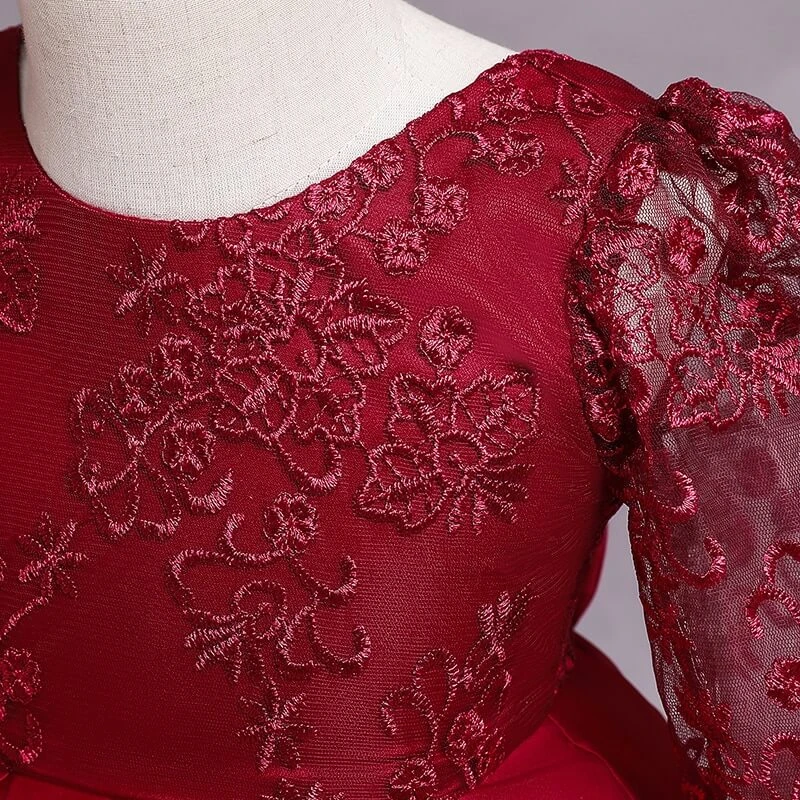 Robe Rouge Bordeaux Bébé Fille 2 Robe Rouge Bordeaux Bébé Fille – Image 2