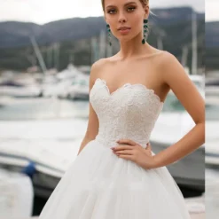 Robe De Mariée Princesse Femme -Promos Parurelle Boutique Robe de mari e en Tulle blanc sans bretelles en Vogue bon march Auknia Slubna collection 1 1