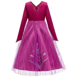 Robe De Princesse Déguisement Fille -Promos Parurelle Boutique Robe de nuit princesse Elsa 2 pyjama de princesse pour filles Rose rouge robe de f 3