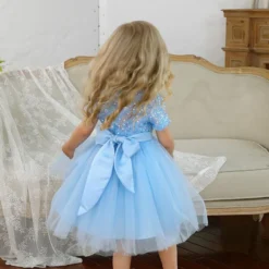 Robe De Princesse Bleu Ciel -Promos Parurelle Boutique Robes de mari e fleurs pour filles robes Tutu de princesse paillettes pour enfants de 3 1 1