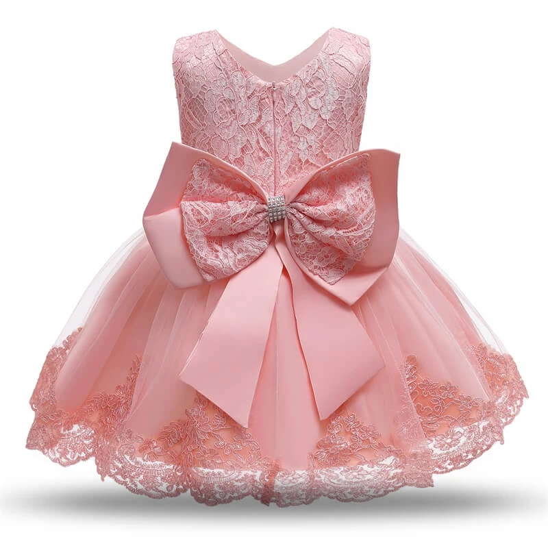 Robe Baptême Bébé Fille Rose 2 Robe Baptême Bébé Fille Rose – Image 2