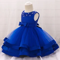 Robe Cérémonie Bébé Bleu Marine -Promos Parurelle Boutique robe bleu marine ceremonie naissance 1