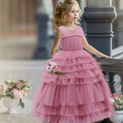 Robe Cérémonie Fille Tulle Rose