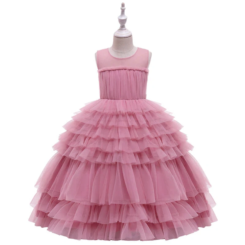 Robe Cérémonie Fille Tulle Rose 2 Robe Cérémonie Fille Tulle Rose – Image 2