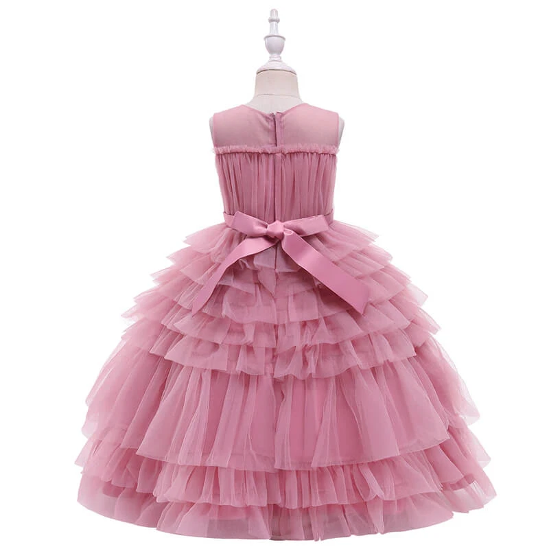 Robe Cérémonie Fille Tulle Rose 3 Robe Cérémonie Fille Tulle Rose – Image 3