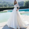 Robe De Mariée Princesse Avec Manches En Dentelle