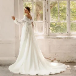 Robe De Mariée Princesse Manche Longue Dentelle -Promos Parurelle Boutique robe de mariee princesse longue traine dentelle