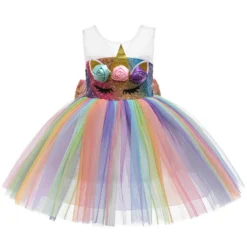 Robe Princesse Licorne -Promos Parurelle Boutique robe fille licorne rose 1