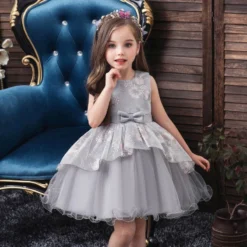 Robe Princesse Grise -Promos Parurelle Boutique robe grise petite fille