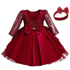 Robe Rouge Bordeaux Bébé Fille