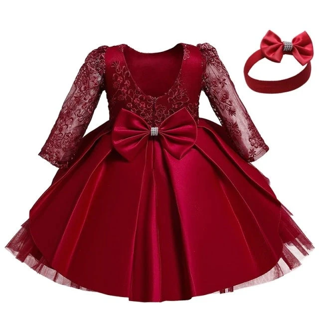 Robe Rouge Bordeaux Bébé Fille 1 Robe Rouge Bordeaux Bébé Fille