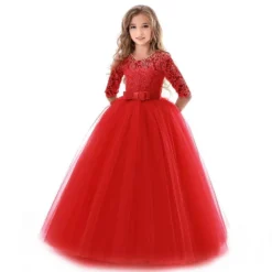 Robe Rouge Princesse Manche Longue